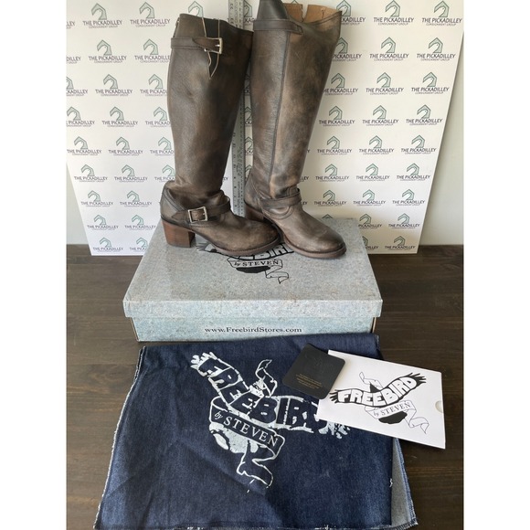 Freebird‎ by Steven  Roadie Woman Riding Boots Sz 11 Brown Tall Knee High Slouch - Picture 1 of 12